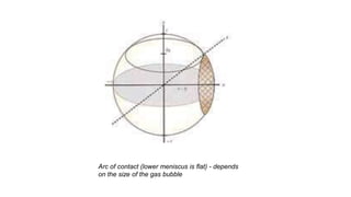 Arc of contact (lower meniscus is flat) - depends
on the size of the gas bubble
 