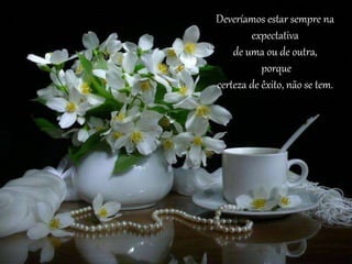 Deveríamos estar sempre na
expectativa
de uma ou de outra,
porque
certeza de êxito, não se tem.
 