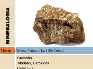 Granalita
Tibidabo, Barcelona.
MINERALOGIA
Museu Ciències Naturals La Salle Comtal
 