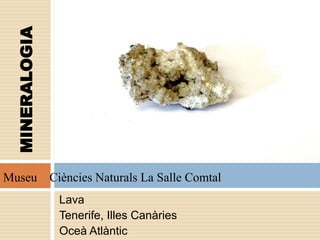 Lava
Tenerife, Illes Canàries
Oceà Atlàntic
MINERALOGIA
Museu Ciències Naturals La Salle Comtal
 