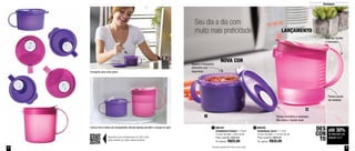 Destaques 
LANÇAMENTO 
Seu dia a dia com 
muito mais praticidade 
NOVA COR 
2 
Tampa hermética e estanque. 
Não deixa o líquido vazar 
800392 
Cristalwave Jarra* – 1 Litro 
18,2cm de diâm. x 14,5cm de alt. 
Preço sugerido: R$50,00 
Por apenas: R$35,00 
800120 2 
Cristalwave Caneca* – 470ml 
12,3cm de diâm. x 8cm de alt. 
Preço sugerido: R$33,00 
Por apenas: R$25,00 
Alça que facilita 
o manuseio 
DES 
CON 
TO 
Possui escala 
de medidas 
Aquece e transporta 
alimentos com 
segurança 
1 até 30% 
de desconto nas 
páginas 4 e 5 
Transporte para onde quiser 
Leve ao micro-ondas com tranquilidade: válvulas abertas permitem o escape do vapor 
Aproxime seu smartphone do QR Code 
para assistir ao vídeo deste produto 
1 
*Produtos suportam até 120º no micro-ondas. 
4 5 
 