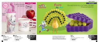 58 59
Infantil - Armazenar
800207
Copo Marie - 470ml
7,8cm de diâm. x 19,4cm de alt.
Preço sugerido: R$39,00
Por: R$29,00
1 800208
Caneca Marie - 350ml
9,1cm de diâm. x 8,9cm de alt.
Preço sugerido: R$29,20
Por: R$20,00
2
1
2
De 3 a 8 anosDe 3 a 8 anos
800581
Tupper Uva
11,6cm de comp. x 15,9cm de larg. x 5,7cm de alt.
Preço sugerido: R$26,70
Por: R$20,00
25%
de desconto na
Tupper Uva
DES
CON
TO
até 31%
de desconto na
página 58
DES
CON
TO
A gatinha preferida
das meninas
Bico ajuda
na hora
de servir
Para cada fruta do dia, a sua Tupper Fruta ideal
#HojevoudeTupperUva
Você sabia que pode transformar suas
uvas em refeições divertidas, como um
pavão? Aprenda como fazer, no site:
facebook.com/TupperwareBrasilOficial
 