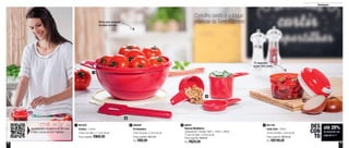 6 7
Destaques
O molho pesto é o toque
especial da Torre Caprese
até 28%
de desconto nas
páginas 6 e 7
DES
CON
TO
1
2
3
4
891876
Criativa - 3 Litros
23,8cm de diâm. x 11,5cm de alt.
Preço sugerido: R$69,00
1 800049
Pá Batedeira
22cm de comp. x 5,5cm de alt.
Preço sugerido: R$12,00
Por: R$9,00
2 89844
Xícaras Medidoras
composto por 3 xícaras: 50ml + 125ml + 250ml
13,5cm de diâm. x 8,4cm de alt.
Preço sugerido: R$28,00
Por: R$20,00
3 891746
Turbo Chef - 300ml
10,8cm de diâm. x 8cm de alt.
Preço sugerido: R$245,00
Por: R$199,00
4
Ótimo para preparar
receitas incríveis
15 segundos,
quase 300 cortes
Aproxime seu smartphone do QR Code
e veja a receita da Torre Caprese
 
