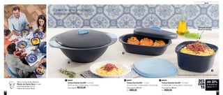 10 11
Servir
O prazer de servir um almoço
simplesmente delicioso
1
2
3
800967
Travessa Oval Actualité* - 1,7 Litro
32,1cm de comp. x 21,9cm de larg. x 10,7cm de alt.
Preço sugerido: R$82,00
Por: R$69,00
2800592
Travessa Redonda Actualité* - 4,5 Litros
39,7cm de comp. x 33,6cm de larg. x 15,5cm de alt.
Preço sugerido: R$125,00
1 800595
Travessa Quadrada Actualité* - 2,5 Litros
23,2cm de diâm. x 23,2cm de larg. x 13,5cm de alt.
Preço sugerido: R$60,00
Por: R$48,00
3
Ótima para servir o
almoço de domingo
até 20%
de desconto nas
páginas 10 e 11
DES
CON
TO
Veja a receita deste delicioso
Risoto de Carne Seca no site:
www.tupperware.com.br
Palavra de busca: Risoto
*Todos os produtos destas páginas vão ao micro-ondas sem a tampa
 