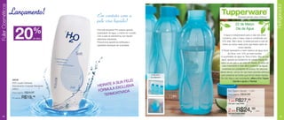 Fuller Cosméticos




                                                                                                                                                                                      Refrigerador
                    Lançamento!                         Em contato com a
                                                        pele vira líquido!
                                                                                                                                                 22 de Março
                                                                                                                                                 Dia da Água

                        20                   %          Fórmula exclusiva! Por possuir grande
                                                        quantidade de água, o creme em contato
                                                        com a pele se transforma num líquido                                       A água é indispensável para a vida dos seres
                                             de desc.   altamente hidratante.                                                     humanos, pois o nosso corpo é constituído por
                                                        Proporciona aparência tonificada e                                       75% dela. Além disso, é essencial para a vida de
                                                        agradável sensação de suavidade.                                          todos os outros seres vivos que fazem parte do
                                                                                                                                                  nosso planeta.
                                                                                                                                O Brasil representa a maior reserva de água doce
                                                                                                                                       da Terra, com 12% do total mundial.
                                                                                                                                A quantidade de água na Terra é finita. Não se cria
                                                                                                                                água, apenas se transforma do estado líquido em
                                                                                                                               vapor ou em gelo e de volta em líquido. É cada vez
                                                                                                                                 mais importante e mais difícil conservar as águas
                                                                                                                                 existentes em condições de pureza. No decorrer
                                                                                                                               desse século, vamos ter que fazer grandes esforços
                                                                                                  Perfeita para o               para preservar as fontes que temos dessa riqueza.
                                                                                                 seu refrigerador!
                                                                                                                               Por isto faça o uso consciente, utilize a Eco Tupper
                                                                        PELE!
                     94548
                                                                                                                                             Garrafa e ajude o Planeta!
                     H2O Loção Cremosa
                                                               E A SUA
                     Desodorante Corporal Hidratante    HIDRAT       CLUSIV
                                                                            A
                     240ml
                                                        FÓRM ULA EX
                                                                          A                                                            Eco Tupper Garrafa - 1 Litro
                                       R$24,90                     ATIVAD
                                                           TERMO
                     Preço sugerido:
                                                                                                                                       Preço sugerido:   R$32,99
                                                                                                                     1 Litro
                     Por apenas:   R$19,99
                                                                                                                                       1 por R$27,99
                                                                                                                                       Cód. para 1 peça: 84599




                                                                                                                                       2 por R$24,99                  cada
                                                                                                                                       Cód. para 2 peças: 84600

18                                                                                                                                                                                        19
 