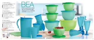 vitrine03_vit03 1/21/13 10:14 AM Page 2




                                                     BEA
      1º Nível • 88310
      Com uma reunião de R$ 420,00 em vendas
                                                                                                 1
      e 2 marcações, VOCÊ GANHA:
      1 2 Tigelas Murano - 1,3 Litros cada
      2 1 Tigela Murano - 2,5 Litros
      3 2 Taças Longa Murano - 500ml cada
      Neste nível, a Anfitriã ganha esses produtos   Brinde Especial para Anfitriã
      no valor de R$ 145,15
                                                     Veja como é fácil ganhar o BEA:
                                                     Ofereça sua casa para uma EXPERIÊNCIA
      2º Nível • 88311                               TUPPERWARE e incentive as suas amigas
      Com uma reunião de R$ 575,00 em vendas         a MARCAREM uma reunião também.
                                                                                                         2
      e 2 marcações, VOCÊ GANHA:
      Todos os produtos do 1º nível +
      1 2 Tigelas Murano - 1,3 Litros cada
      2 1 Tigela Murano - 2,5 Litros
      3 1 Taça Longa Murano - 500ml
      Neste nível, a Anfitriã ganha esses produtos          6
      no valor de R$ 266,10
                                                                                                     4
                                                                                                             3
      3º Nível • 88312
      Com uma reunião de R$ 770,00 em vendas
      ou mais e 2 marcações, VOCÊ GANHA:                                                     5
      Todos os produtos do 2º nível +
       3 1 Taça Longa Murano - 500ml
       4 1 Tigela Murano - 4,3 Litros
       5 4 Copos Murano - 500ml cada
       6 1 Jarra Murano - 2 Litros
      Neste nível, a Anfitriã ganha esses produtos
      no valor de R$ 526,72

      Brinde de Agradecimento:
      • 88313
      2 Cubos para Gelo




 2                                                                                                               3
 