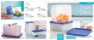 vitrine03_vit03 1/21/13 10:18 AM Page 46




                                                Linha                                                                                                                                    FREEZER
                                                Jeitosos
                                           1
                                               1 87491
                                                Duo Jeitoso - 2 peças de 900ml cada
                                                12,7 x 11,5 x 9,1cm cada
                                                Preço sugerido: R$ 46,  49
                                                                                      3 87492
                                                                                       Jeitosa - 1,8 Litros
                                                                                       12,7 x 11,5 x 20,5cm
                                                                                       Preço sugerido: R$     40,99
                                                                                                                                                                   Super
                                               2 87433
                                                Espaçosa - 3 Litros
                                                23 x 14 x 12,8cm
                                                                                      4 87432
                                                                                       Caixa Ideal - 1,4 Litros
                                                                                       23 x 14 x 6,5cm
                                                                                                                                                                   Oferta
                                                Preço sugerido: R$ 54,99               Preço sugerido: R$     46,49



                                                                                                                                                                   87490
                                                                                                                                                                   Duo Jeitosinho - 2 peças de 500ml cada
                                                                             3
                                                                                                                                                                   12,7 x 11,5 x 5,5cm cada
            2                                                                                                                                                      Preço sugerido: R$36,49

                                                                                                                                                                   Por apenas:
                                                                                                                                                                   R$  25,98



                                                                                                                                    %
                                                                                                               4
                                                                                                                      28
                                                                                                                      de desconto          Cada Jeitosinho sairá
                                                                                                                       no Duo Jeitosinho   por apenas R$12,99
 46                                                                                                                                                                                                         47
 