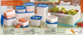 BEA                      Brinde Especial para Anfitriã
                                                                                                                                                                                                                                               3




                                                                                                                                                                                                                                             BEA
                                                                                                                                              3
Veja como é fácil ganhar o BEA: Ofereça sua casa para uma Reunião
TUPPERWARE e incentive as suas amigas a marcarem uma reunião também.




    2


                                                                                                                          4




                                                                                                                                                                                                                     5
                                                                                                 1


        1º Nível          • BEA 87376                                       2º Nível • BEA 87377                                             3º Nível • BEA 87378                                                        Brinde de Agradecimento:
        Com uma reunião de R$420,00 em vendas                               Com uma reunião de R$575,00 em vendas                            Com uma reunião de R$770,00 em vendas
        e 2 marcações, VOCÊ GANHA:                                          e 2 marcações, VOCÊ GANHA:                                       e 2 marcações, VOCÊ GANHA:                                                                    87380
         1 3 Jeitosinhos - 500ml cada          3 1   Jeitosa - 1,8 Litros   Todos os produtos do 1º Nível +                                  Todos os produtos do 2º Nível +                                                 Medidor de Café
         2 2 Jeitosos - 900ml cada                                           1   1 Jeitosinho 500ml            2   2 Jeitosos - 900ml cada    4   1 Espaçosa - 3 Litros              5   1 Super Caixa - 10 Litros                 (2 peças)
2       Produtos deste nível no valor de R$152,83                           Produtos deste nível no valor de   R$221,00                      Produtos deste nível no valor de   R$435,48
 