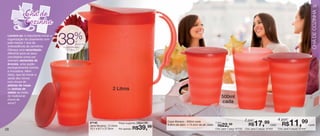 vitrine06-BR_BR 4/16/12 9:25 AM Page 28




                                                                                                                                                                                                                                             29




                                                                                                                                                                                                                                             CHÁ DE COZINHA
                                                    %
      Lembre-se: é importante iniciar a
      organização do casamento com
      pelo menos 1 ano de
      antecedência da cerimônia.
      Ofereça uma recordação
                                          38           de
                                                       desconto
                                          na Jarra Murano
                                              2 Litros
      diferente para os seus
      convidados como por
      exemplo sementes de
      árvores, uma opção
      ecologicamente correta
      e inovadora. Além
      disso, que tal inovar a
      saída dos noivos
      com chuva de
      pétalas de rosas
      ou bolhas de                                                                  2 Litros
      sabão ao invés
      do tradicional
      chuva de
                                                                                                                                                                500ml
      arroz?                                                                                                                                                    cada


                                                                                                                                                                                     2 por:                     4 por:
                                                                  87140
                                                                  Jarra Murano - 2 Litros
                                                                  15,1 x 9,7 x 27,9cm
                                                                                          Preço sugerido: R$64,99

                                                                                                   R$39,
                                                                                          Por apenas:
                                                                                                                 99
                                                                                                                      Copo Murano - 500ml cada
                                                                                                                      9,9cm de diâm. x 13,4cm de alt. cada
                                                                                                                                                           1 por:
                                                                                                                                                             R$ 22,99
                                                                                                                                                           Cód. para 1 peça: 87133
                                                                                                                                                                                        R$  17,      99 cada
                                                                                                                                                                                     Cód. para 2 peças: 87443
                                                                                                                                                                                                                   R$    11,99
                                                                                                                                                                                                                Cód. para 4 peças: 87444
                                                                                                                                                                                                                                           cada
   28
 