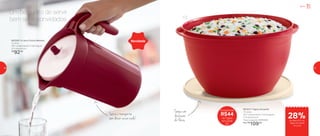 10L
Serve e transporta
sem deixar vazar nada!
Tampa com
decoração
de flores
Um belo jeito de servir
bem seus convidados
802285 | A Jarra Colors Marsala
2 Litros
18,7 comprimento X 13,8 largura
X 21 altura (cm)
R$
92,00
801912 | Tigela Actualité
10 Litros
35,7 comprimento X 32,3 largura
X 20 altura (cm)
Preço sugerido: R$153,00
Por: R$
109,00
Novidade
Economize
R$44
na Tigela
Actualité
10L
Servir
de desconto na
Tigela Actualité
10 Litros
28%
40 41
 