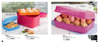 34 35
Armazenagem
Armazena alimentos secos e prontos para o consumo
1
2
Tampas levemente transparentes
permitem visualizar o conteúdo
Ideal para
armazenar pães
800072
Visual Box Mini - 550ml
20,7cm de comp. x 17,5cm de larg. x 6,1cm de alt.
Preço sugerido: R$48,00
1 800073
Visual Box com Bandeja - 4,5 Litros
30cm de comp. x 20,5cm de larg. x 19,7cm de alt.
Preço sugerido: R$122,50
2 800070
Visual Box Grande - 2,3 Litros
30cm de comp. x 20,5cm de larg. x 14cm de alt.
Preço sugerido: R$77,80
Por apenas: R$59,00
24%
de desconto na
Visual Box Grande
2,3 Litros
DES
CON
TO
 