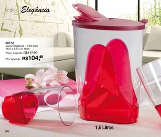 linha |Elegância



86773
Jarra Elegância - 1,6 Litros
16,5 x 9,5 x 21,9cm
Preço sugerido: R$117,99

Por apenas: R$     104,49




                               1,6 Litros
34
 