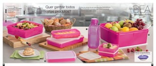 68 69
6
3
4
2
1
Brinde de Agradecimento:
• 801022 - Pragelinha cores variadas
5
Quer ganhar todos
estes produtos?
Abra as portas da sua casa para uma EXPERIÊNCIA
TUPPERWARE! Converse com um(a) Consultor(a)
Autônomo(a) e saiba como
1º Nível • 801081
Com uma reunião de R$ 515,00 em
vendas e 2 marcações, VOCÊ GANHA:
	 1 Eco Tupper Quadrada Garrafa 1L
	 1 Refri Box 400ml
	 1 Refri Box nº2 1,5L
1
2
3
2º Nível • 801082
Com uma reunião de R$ 700,00 em vendas
e 2 marcações, VOCÊ GANHA:
Todos os produtos do 1º nível +
	 1 Refri Box 400ml
	 1 Refri Box nº1 750ml
2
4
3º Nível • 801083
Com uma reunião de R$ 940,00 em
vendas e 2 marcações, VOCÊ GANHA:
Todos os produtos do 2º nível +
	 1 Refri Box nº1 750ml
	 1 Super Caixa 10L
	 1 Caixa Versátil 2,5L
4
5
6
 