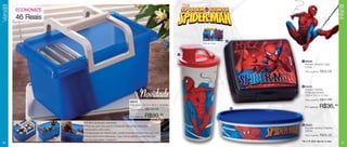 Versátil




                                                                                                                                                                  Infantil
           ECONOMIZE
           46 Reais


                                                                                                                            2
                                                                                                             Arte do Copo




                                                                                                         1

                                                                                                                                    1 86596
                                                                                                                                      Homem Aranha Copo
                                                                                                                                      470ml
                                                                                                                                      Preço sugerido:   R$32,99



                                                                                                                                    2 84445



                                                                                 Novidade
                                                                                                                                      Homem Aranha
                                                                                                                                      Porta Sanduíche
                                                                                                                                      13,9 x 13,3 x 5,1cm
                                                                                                                                      Preço sugerido:   R$41,99
                                                                       86575
                                                                       Fabulosa - 31,7 x 19,5 x 16,9cm
                                                                       Preço sugerido:   R$145,49                               3
                                                                                                                                      Por apenas:       R$36,49
                                                                       Por apenas:       R$99,49
                       • Produto versátil para organização.
                                                                                                                                    3 84522
                       • Pode ser usado para guardar e transportar ferramentas, brinquedos,
                                                                                                                                      Homem Aranha Pratinho
                       medicamentos, entre outros.
                                                                                                                                      500ml
                       • Confeccionado em material rígido, permite armazenar produtos com maior peso.
                       • Possui parte externa texturizada, o que o torna resistente a arranhões e alça                                Preço sugerido:   R$25,49
                       removível para facilitar o transporte.
                                                                                                                                    TM & © 2010 Marvel & Subs
50                                                                                                                                                                   51
 