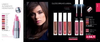 GLOSS BRILHO LABIAL
N. 97022 - Blush
K.J.I. L.
LÁBIOS
ALTAMENTE
HIDRATADOS
F.
Atenção:ascoresdobatomedoglosspodemvariardeacordocomaformadeaplicaçãodoprodutoecomotomdoslábiosdecadapessoa.
A modelo está usando o NC Gloss
Brilho Labial Pink Dusk.
M. 901296 - Pink Dusk
NC Gloss Brilho Labial
Nutrimetics 6,2ml cada
R$ 68,00 cada
I. 97024 - Bronze
K. 97025 - Peach
J. 97023 - Berry
L. 901294 - Amber Rose
DESCONTO20%
Preço sugerido:
R$ 68,00 cada
54,00
R$ cada
Por
• Alta fixação
• Cores intensas
NC Batom Hydra Brilliance
Nutrimetics 3,5g cada
R$ 59,00 cada
F. 97029
Candy
G. 901207
Champagne
E. 97030
Merlot
B. 97028
Petal
A. 97031
Cherry
D. 97026
Salmon
C. 97027
Geranium
H. 901015
Bourbon
77
Espelho exclusivo
Fec
hamento magné
tico
MAIS PIGMENTAÇÃO
EDIÇÃO LIMITADA
• Luz de LED
no aplicador
M. N.
7776
BOCA
77
 