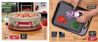 1,75 L
1
2
2. 806582
Tábua de Corte
Tupperware®
35 cm (comp.) x 25 cm (larg.) x
1,5 cm (alt.)
Por:
R$
66,90
Por:
R$
99,90
27%
desconto
65,00
economize
Estilo e praticidade
em policarbonato
Bons
acompanhamentos
para servir Lançamento
Lançamento
1. 806557
Delicatesse Cantinho
do Churras 1,75 L
Canaletas
evitam que o
líquido escorra
2
5
c
m
35 cm
Alça facilita o
transporte e permite
pendurar a tábua
De:
R$ 91,90
De:
R$ 16 ,90
21,2 cm (diâm.) x 8,4
cm (alt.)
R$
6 | E S P E C I A L C H U R R A S C O
 