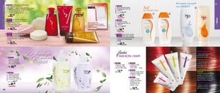 Em contato com a pele                               47
                                                                                                                                                                      Sol
                     3 94556 Amêndoas Sabonete                             6           LEvE Sacola Presenteável
                           em Barras Corporal                                                                       1        94597                                                                 vira LÍQUIDO!
                           Contém 3 sabonetes de 90g cada                              GRÁTIS                                Bloqueador Solar                                                                          3




                                                                                                                  especial
                           1 Esfoliante Amêndoas Clássico            4                                                       Hidratante FPS 30
                           1 Amêndoas Clássico                                                                               150ml                                    na medida certa
                           1 Amêndoas Sensual                                      5                                         Sug.: R$   51,90
SEJa FELiZ... SEJa




                                                                                                                                                                               1           2
                                R$   22,90                                                                                   R$   42,    90
                                                            3                                                                especial




                                                                                                                                                                                                                                                       USODiário
                     4 94644 Amêndoas Sensual
                                                                                                                    2 94596
                     5 94645 Amêndoas Clássico                                                                               Protetor Solar




                                                                                                                  especial
                           Óleo Perfumado                                              na compra de                          Hidratante FPS 15
                           Desodorante para                                            01 Amêndoas Emulsão                   150ml
                           o Corpo 200ml                                               Clássico + 01 Amêndoas
                                                                                       Óleo Clássico.                        Sug.: R$   41,90
                            R$       44,90
                                        cada                                                                                 R$   34,    90
                                                                                                                             especial
                     6 94646 Amêndoas Sensual
                     7 94647 Amêndoas Clássico                                                                      3 94548 H2O Soft Loção
                                                                                                                             94557 H2O Sun Loção
                          Emulsão Perfumada                                                                                  Cremosa Desodorante
                          Desodorante Corporal                             7                                                 Corporal Hidratante
                          170g                                                                                               250g
                            R$       22,90
                                        cada                                                                                 R$   25,90
                                                                                                                                     cada




                                                      Da Natureza                                                        Linha                                                                 3            4
                                                                                                                                                                                                                           CREME PARA AS PONTAS
                                                                                                                                                                                                                           • Age profundamente
                                                                                                                         FASHION                         HAIR

                                                       Casa
                                                                                                                                                                                                                           devolvendo vida
                                                                                                                                                                                       2
                        1 94494                                 para sua                                                                                                                                                   às pontas danificadas.
                                 Tupper Scents
                                 Aromatizante                                  1                                                                                                                                           MÁSCARA COM FPS
                                                                                       2
                                 de Ambientes                                                                                                                                                                              • Especialmente desenvolvido
                                 verveine 250ml                                                                   1 94621                       2   94536                                                                  para ser usado após a
                                                                                                                       Fashion Hair                 Fashion Hair                                                           exposição dos cabelos a
                                R$    66,90                                                                            Creme para
                                                                                                                       as pontas 60g
                                                                                                                                                    Máscara
                                                                                                                                                    com FPS - 120g
                                                                                                                                                                                                                           água do mar e piscina;


                                                                                                                             13,90              3   94532                                                                  SÁVIA VEGETAL MÁSCARA
                                                                                                                       R$                           Fashion Hair Sávia                                                     CAPILAR
                       2 94643                                                                                                                      Vegetal Máscara                                                        • Hidrata profundamente
                                 Tupper Scents                                                                                                      Capilar 120g                                                           devido à combinação
                     especial




                                 Aromatizante                                                                                                                                      1
                                 de Ambientes                                                                                                   4   94531                                                                  equilibrada de silicones,
                                 Lavanda 250 ml                                                                                                     Fashion Hair                                                           que reparam, amaciam e
                                                                                                                                                    Máscara Brilho                                                         tratam o fio do cabelo.
                                Sug.: R$   66,   90
                                                                                                                                                    Intenso com
                                 R$   49,90                                                                                                         Proteínas da
                                                                                                                                                    Seda 120g
                                                                                                                                                                                                                           MÁSCARA BRILHO INTENSO
                                                                                                                                                                                                                           • Reduz a ação
                                especial                                                                                                                                                                                   agressiva do sol,

  46                                                                                                                                                R$   18,90
                                                                                                                                                               cada                                                        do mar e do cloro.
 