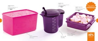 800895 | Espaçosa
3 Litros
23 comp. X 14,1 larg. X 13 alt. (cm)
Preço sugerido: R$89,00
Por: R$
62,00
802397 | Tupper Pote
780ml
19,1 comp. X 16,3 larg. X 6 alt. (cm)
Preço sugerido: R$46,00
Por: R$
32,00
Ideal para transportar
com praticidade
802268 | Exata
1 Litro
17,3 comp. X 12,5 larg. X 13,8 alt. (cm)
Preço sugerido: R$62,00
Por: R$
43,00
Suportatemperaturas
muito baixas
Vem com escala
de medidas
Descontos
IMPERDÍVEIS
até
de desconto nas
páginas 60 e 61
30%
60 61
 