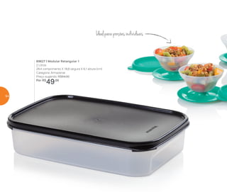 89627 | Modular Retangular 1
2 Litros
28,4 comprimento X 18,8 largura X 6,1 altura (cm)
Categoria: Armazenar
Preço sugerido: R$64,00
Por: R$
49,00
Ideal para porções individuais
64
 