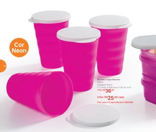 802290 | Copo Murano
500ml
Categoria: Servir
11,1 comp. X 9,95 larg. X 13,5 alt. (cm)
1 Por: R$
36,00
4 Por: R$
25,00 cada
Cód. para 4 Copos Murano | 802496
Cor
Neon
62
 