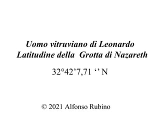 Uomo vitruviano di Leonardo
Latitudine della Grotta di Nazareth
32°42’7,71 ‘’ N
© 2021 Alfonso Rubino
 