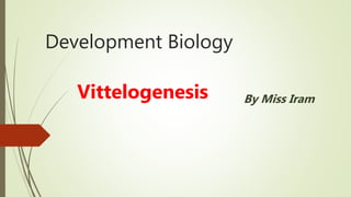 Development Biology
Vittelogenesis By Miss Iram
 