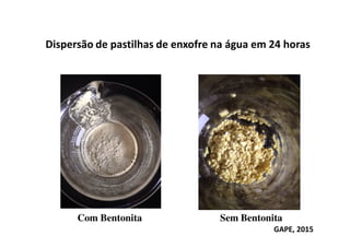 .*0'-* ' 0 * .1 * ' ' " #-' 26 '7 &; 1 - *
Com Bentonita Sem Bentonita
8 B &A()
 