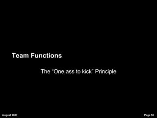 Team Functions The “One ass to kick” Principle 