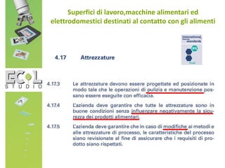 Superfici di lavoro,macchine alimentari ed
elettrodomestici destinati al contatto con gli alimenti
 