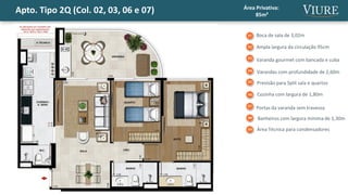 - TERRENO: 16.259,64m²
- 04 EDIFÍCIOS (ED. DALÍ, ED. GAUDÍ, ED. PICASSO, ED. MIRÓ)
- 2 SUBSOLOS + TÉRREO + MEZANINO + 17 PAVIMENTOS + DEPENDÊNCIA
- 977 VAGAS (SENDO 44 PARA VISITANTES)
- 544 UNIDADES (512 TIPOS E 32 DUPLEX) : 2 QUARTOS E 3 QUARTOS
- DIFERENCIAL: VESTIÁRIO PARA DIARISTAS LOCALIZADO NO TÉRREO
Ficha Técnica
Descrição
02 QUARTOS
(01 suíte)
85 m²
1 vaga
256 Unidades
03 QUARTOS
(01 suíte)
110 m² e 115 m²
2 vagas
256 Unidades
COBERTURA (2Q e 3Q)
(01 suíte)
157m² a 164 m²
3 vagas
Col. 02 e 03 - sala
Col. 06 e 07 – sala + qto
16 Unidades
COBERTURA (4Q)
(01 suíte)
238m² a 250 m²
3 vagas
Col. 01, 04, 05 e 08 – sala + qto
16 Unidades
 