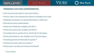 Corte Esquemático
17 pavimentos +
Dep. de cob.
Altura do parque
em relação ao mezanino
3,40m
Área de lazer interna (Mezanino)
Subsolo 1
Subsolo 2
Térreo
Lobby
H=6m
Pé direito
duplo
RuadaLagoa
Parque
Piso a teto acabado nas unidades
H=2,55m
LimiteLote
LimiteLote
 