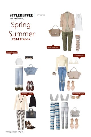 STYLEDBYVEE BY SBVEE
Spring
Summer
2014 Trends
Hippie Inspired
Casual Comfy
Casual Date Look
Business Casual Beach Party Style
@styledbyvee_
ViVmaghaiti.com | Pg. 72 |
 