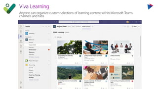Anyone can organize custom selections of learning content within Microsoft Teams
channels and tabs
 