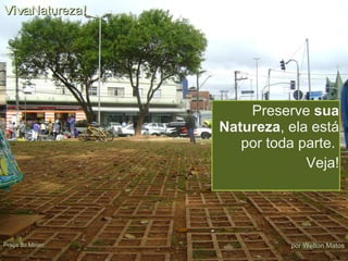 Preserve  sua Natureza , ela está por toda parte.  Veja! Viva  Natureza ! por Welton Matos Praça do Mirian 