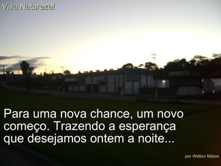Para uma nova chance, um novo começo. Trazendo a esperança que desejamos ontem a noite... Viva Natureza! por Welton Matos 