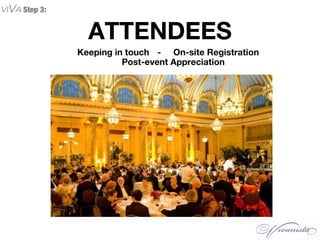 ATTENDEES
Keeping in touch - On-site Registration
Post-event Appreciation
VIVA Step 3:
 