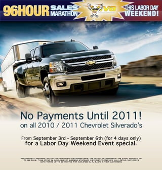 Labor Day Weekend Chevy Silverado APR Payment Deferral Option Viva Chevrolet El Paso TX