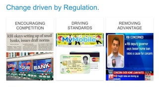 ENCOURAGING 
COMPETITION 
DRIVING 
STANDARDS 
REMOVING 
ADVANTAGE 
Change driven by Regulation. 
 