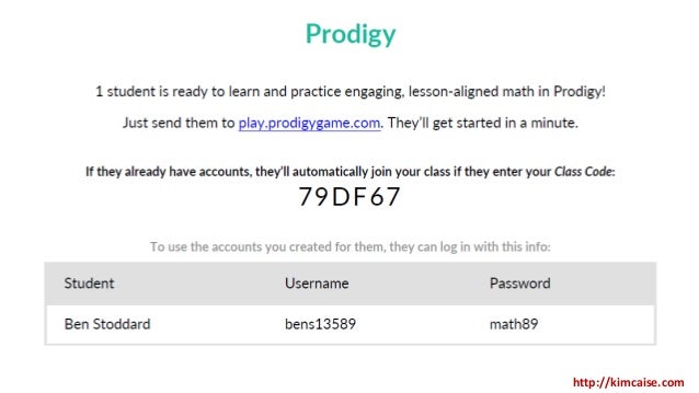 prodigy class code