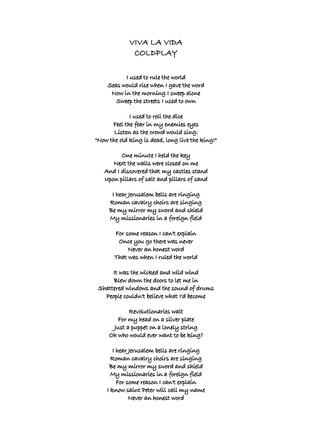 Viva la vida. Coldplay