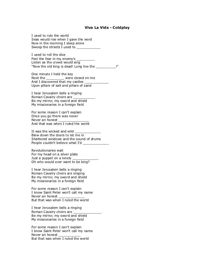 Viva La Vida Blanks