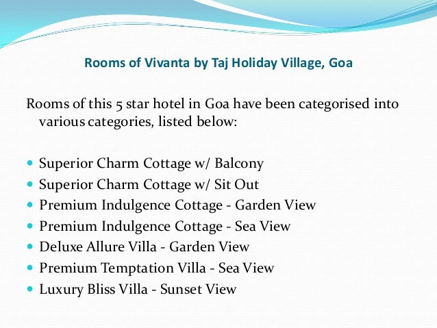 Vivanta By Taj Holiday Village