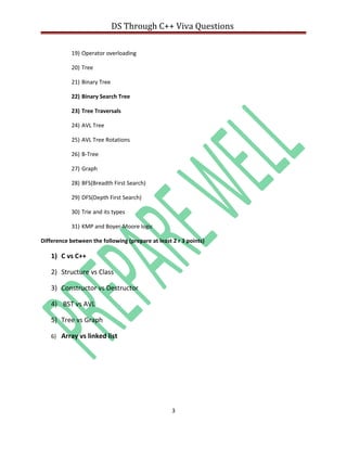 Viva questions ds th c++ | PDF
