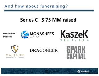 9
And how about  fundraising?
Series	
 C $	
 75	
 MM	
 raised
Institutional	
 
Investors
 