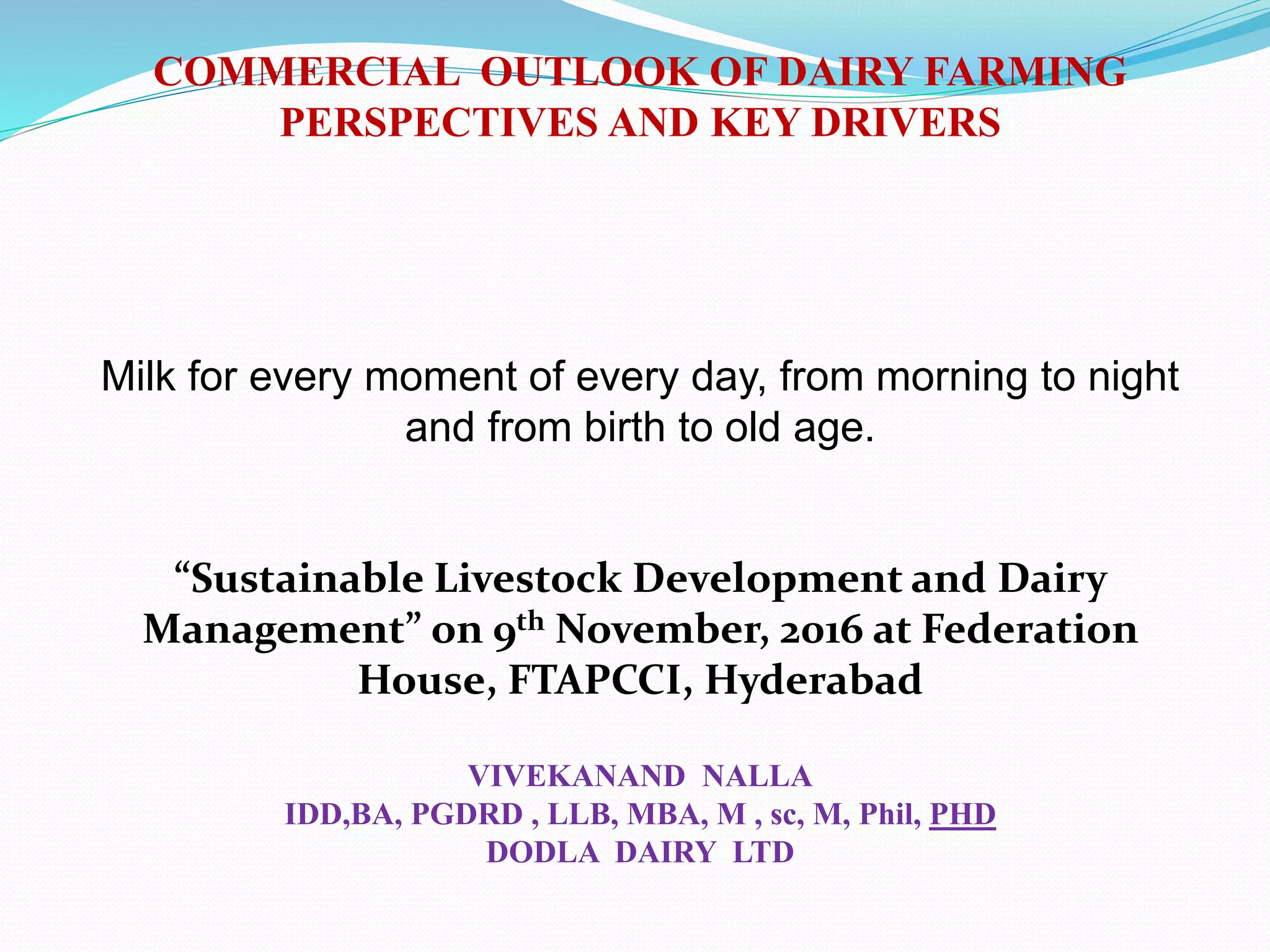 Commercial dairy farming India | PPTX