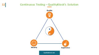 Continuous Testing – QualityKiosk’s Solution11
Quality
Velocity Experience
QualityKiosk.com
 