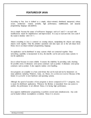Industrial Training report on java | DOCX