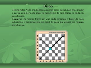 Questão Um bispo é uma peça do jogo de xadrez que só pode fazer movimentos  diagonais, isto é, ele pode se deslocar