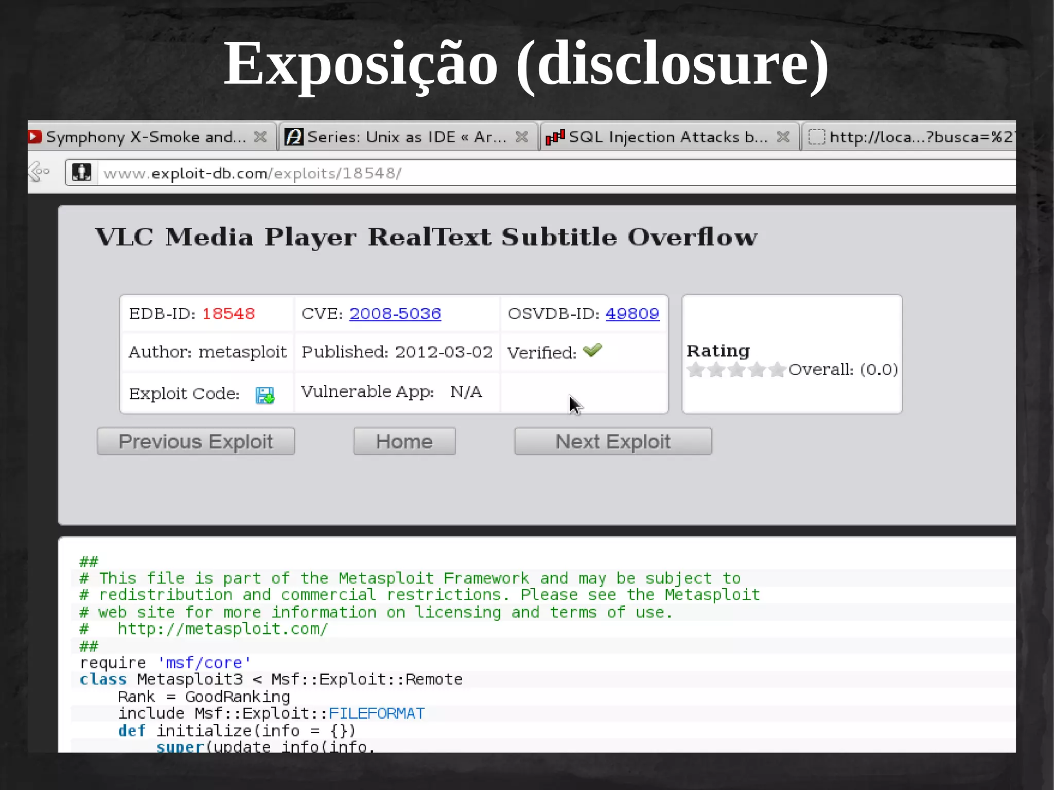 Exposição (disclosure)
●

 