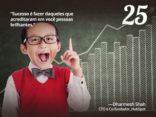 25“Sucesso é fazer daqueles que
acreditaram em você pessoas
brilhantes.”
—Dharmesh Shah
CTO e Co-fundador, HubSpot
 